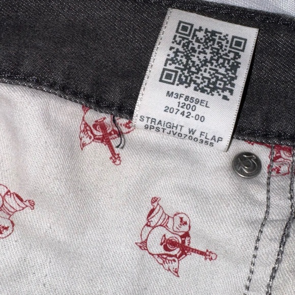 True Religion Men’s 36x34 Ricky straight Charcol Denim Jeans - Picture 7 of 9